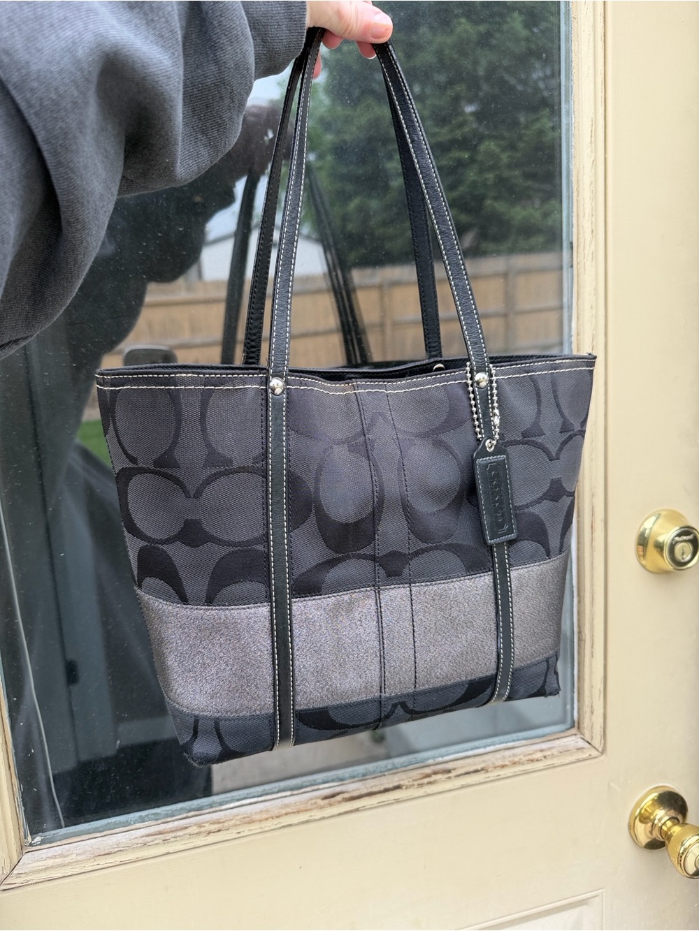 Coach Signature Metallic Stripe Small Tote